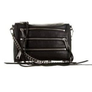Rebecca Minkoff Moto OBO black leather 3 zip crossbody with silver hardware
